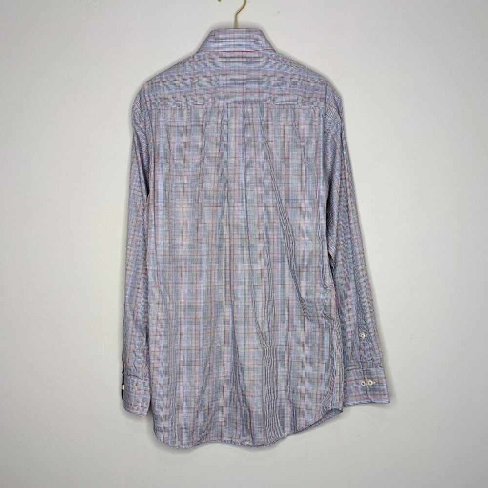 Peter Millar Multicolor Gingham Cotton Shirt Long Sleeve Button Down Size M - Picture 3 of 6